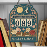 Personalized Wooden Book Tracker Sign, Books Read This Year Counter, Custom Library Reading Tracker, Gift for Book Lovers