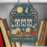 Personalized Wooden Book Tracker Sign, Books Read This Year Counter, Custom Library Reading Tracker, Gift for Book Lovers