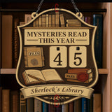 Mysteries Read This Year Tracker - Detective Library Sign, Wooden Mystery Book Counter, Personalized Reading Gift, Cozy Sleuth Decor