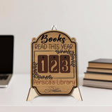 Custom Book Tracker Sign, Personalized Reading Goal Counter, Wooden Library Decor, Book Lover Gift, Reading Progress Display