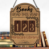 Custom Book Tracker Sign, Personalized Reading Goal Counter, Wooden Library Decor, Book Lover Gift, Reading Progress Display