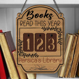 Custom Book Tracker Sign, Personalized Reading Goal Counter, Wooden Library Decor, Book Lover Gift, Reading Progress Display