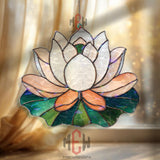 Lotus Flower Acrylic Suncatcher, Zen Window Decor, Stained Glass Style Mandala Art, Peaceful Meditation Gift for Yoga and Spa Space