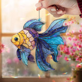 Colorful Fish Acrylic Suncatcher, Stained Glass Style Goldfish Window Hanging, Ocean Sea Life Home Decor Gift for Aquarium Lovers