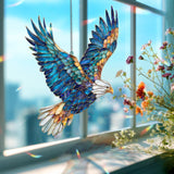 Bald Eagle Acrylic Suncatcher, Stained Glass Style Flying Eagle Window Hanging, Patriotic Wildlife Bird Decor for Home and Nature Lovers