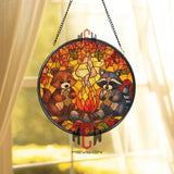 Peacock Stained Glass Suncatcher, Round Colorful Bird Window Hanging with Radiant Feathers, Elegant Nature Art Home Decor Gift
