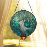 Snail and Mushroom Stained Glass Suncatcher, Round Woodland Nature Window Hanging, Whimsical Forest Animal Home Decor Gift
