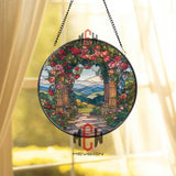 Musician Stained Glass Suncatcher, Round Guitar Player Window Hanging, Colorful Artistic Music Decor Gift for Music Lovers and Artists