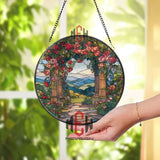 Musician Stained Glass Suncatcher, Round Guitar Player Window Hanging, Colorful Artistic Music Decor Gift for Music Lovers and Artists