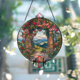 Musician Stained Glass Suncatcher, Round Guitar Player Window Hanging, Colorful Artistic Music Decor Gift for Music Lovers and Artists