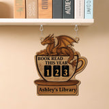 Books Read This Year Tracker - With Dragon Library Sign, Fantasy Book Counter, Bookish Decor, Bookshelf Counter, Reader Gift, Birthday Gift