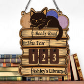 Books Read Tracker With Black Cat, Books Read This Year, Bookish Decor, Birthday Gift for Book Lover, Bookshelf Counter, Reader Gift