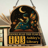 Fairy Book Tracker Sign, Moonlight Reading Counter, Fantasy Library Decor, Custom Name Book Lover Gift, Magical Reading Goal,Gift Book Lover