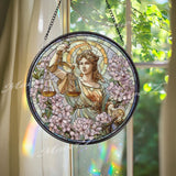 Lady Justice Stained Glass Suncatcher, Goddess Window Art, Balance Scales Sun Catcher, Feminine Glass Decor, Lawyer Gift, Symbolic Art