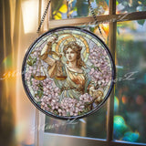 Lady Justice Stained Glass Suncatcher, Goddess Window Art, Balance Scales Sun Catcher, Feminine Glass Decor, Lawyer Gift, Symbolic Art