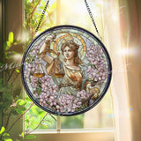 Lady Justice Stained Glass Suncatcher, Goddess Window Art, Balance Scales Sun Catcher, Feminine Glass Decor, Lawyer Gift, Symbolic Art