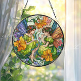 Fairy Stained Glass Suncatcher, Fantasy Flower Art, Whimsical Window Hanging, Enchanted Garden Decor, Magical Gift for Her