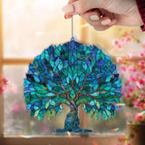 Tree of Life Acrylic Suncatcher, Blue Green Nature Window Hanging, Spiritual Symbol Art, Sacred Geometry Acrylic Home Decor Gift