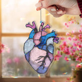 Anatomical Heart Acrylic Suncatcher, Pink Blue Human Heart Window Hanging, Medical Art Gift, Unique Science Acrylic Home Decor