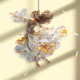 Golden Goddess Acrylic Suncatcher, Elegant Dancing Woman Window Hanging, Flowing Dress Art Nouveau Acrylic Home Decor Gift