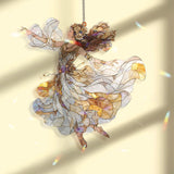 Golden Goddess Acrylic Suncatcher, Elegant Dancing Woman Window Hanging, Flowing Dress Art Nouveau Acrylic Home Decor Gift