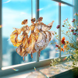 Three Graces Acrylic Suncatcher, Elegant Dancing Women Art Nouveau Window Hanging, Warm Amber Goddess Acrylic Home Decor Gift