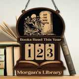 Books Read This Year Tracker - Gothic Skeleton Reading Sign, Spooky Book Lover Gift, Book Funny Quote, Just One More Chapter Library Counter