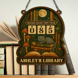 Books Read Tracker With Cat and Books, Books Read This Year, Bookish Decor, Bookshelf Counter, Reader Gift, Birthday Gift for Book Lover