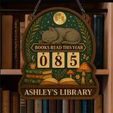 Books Read Tracker With Sleeping Cat, Books Read This Year, Bookish Decor, Birthday Gift for Book Lover, Bookshelf Counter, Reader Gift