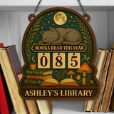 Books Read Tracker With Sleeping Cat, Books Read This Year, Bookish Decor, Birthday Gift for Book Lover, Bookshelf Counter, Reader Gift