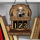 Books Read This Year Tracker - Gothic Skeleton Reading Sign, Just One More Chapter Library Counter, Spooky Book Lover Gift, Book Funny Quote