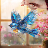Bluebird Acrylic Suncatcher, Bright Flying Bird Window Decor, Stained Glass Style Nature Art Gift for Bird Lover Home Decoration