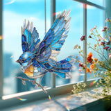 Bluebird Acrylic Suncatcher, Bright Flying Bird Window Decor, Stained Glass Style Nature Art Gift for Bird Lover Home Decoration