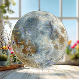 Full Moon Acrylic Suncatcher, Realistic Lunar Window Decor, Celestial Stained Glass Style Moon Art Gift for Astronomy Lover Home