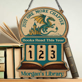 Books Read This Year Tracker - Wooden Castle and Dragon Library Sign, Fantasy Book Counter, Personalized Gift for Readers, Book Lover Gift