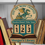 Books Read This Year Tracker - Wooden Castle and Dragon Library Sign, Fantasy Book Counter, Personalized Gift for Readers, Book Lover Gift