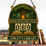 Enchanted Forest Books Read Tracker Sign, Tree of Knowledge Wooden Library Decor, Personalized Reading Counter, Book Lover Gift