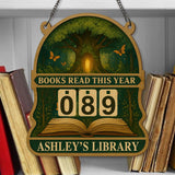 Enchanted Forest Books Read Tracker Sign, Tree of Knowledge Wooden Library Decor, Personalized Reading Counter, Book Lover Gift