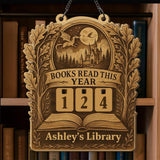 Moonlight Castle Book Tracker, Dragon Fantasy Reading Counter, Custom Name Library Decor, Book Lover Gift, Reading Goal Sign