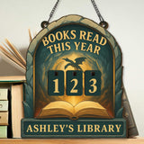 Books Read This Year Tracker - Dragon Cave Castle Library Sign, Fantasy Wooden Reading Decor, Personalized Book Lover Gift
