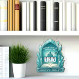 Books Read This Year Tracker - Crystal Dragon Castle Sign, Icy Fantasy Wooden Library Counter, Magical Reading Decor