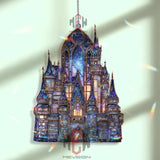 Fairy Tale Castle Acrylic Suncatcher, Stained Glass Style Fantasy Window Hanging, Enchanted Home Decor Gift for Magic Lovers