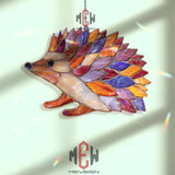 Hedgehog Acrylic Suncatcher, Stained Glass Style Animal Window Hanging, Colorful Woodland Decor Gift for Nature and Animal Lovers