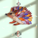 Hedgehog Acrylic Suncatcher, Stained Glass Style Animal Window Hanging, Colorful Woodland Decor Gift for Nature and Animal Lovers