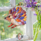 Hedgehog Acrylic Suncatcher, Stained Glass Style Animal Window Hanging, Colorful Woodland Decor Gift for Nature and Animal Lovers