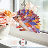 Hedgehog Acrylic Suncatcher, Stained Glass Style Animal Window Hanging, Colorful Woodland Decor Gift for Nature and Animal Lovers