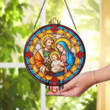 Holy Family Stained Glass Suncatcher, Jesus Mary Joseph Window Art, Religious Ornament, Christian Gift, Sacred Home Window Decor