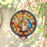 Holy Family Stained Glass Suncatcher, Jesus Mary Joseph Window Art, Religious Ornament, Christian Gift, Sacred Home Window Decor