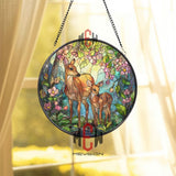 Deer and Fawn Stained Glass Suncatcher, Woodland Forest Window Art, Mother Nature Ornament, Wildlife Lover Gift, Rustic Home Decor