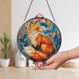 Fox Stained Glass Suncatcher, Woodland Animal Window Art, Autumn Nature Ornament, Wildlife Lover Gift, Rustic Home Window Decor